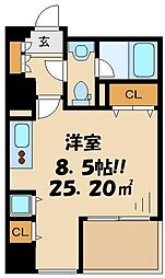 ウィルテラス千歳烏山 6階ワンルームの間取り