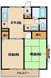 ルードルフィアタウンズA 2DKの間取図画像