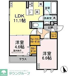 D'Bless 狛江 2LDKの間取図画像
