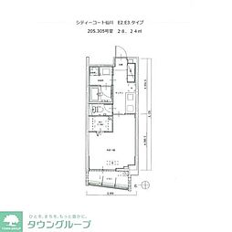 シティーコート仙川 1Kの間取図画像