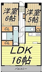 メゾングローリー 2LDKの間取図画像