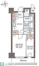 Wレジデンス多摩川 1Kの間取図画像