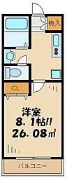 ベルヒーロー四番館 1Kの間取図画像