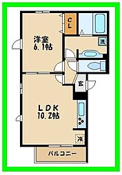 プランドール 1LDKの間取図画像