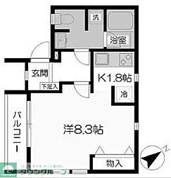 アスピライズ柴崎 ワンルームの間取図画像