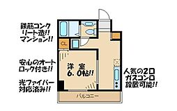 オーベルジュ芦花 1Kの間取図画像