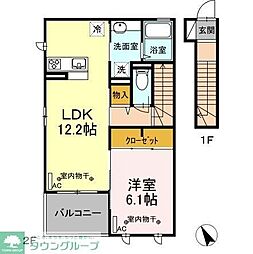 クッカ 1LDKの間取図画像