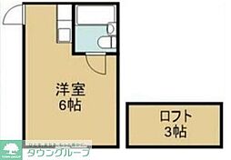 山丘ハイツ ワンルームの間取図画像