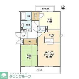 エスポワール祖師谷 2LDKの間取図画像
