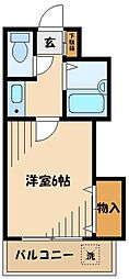 パストラルマンションエム 1Kの間取図画像