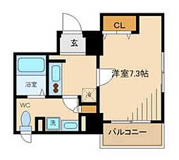 ドゥバンロテルドヴューユ 1Kの間取図画像