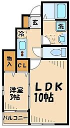 アヴニール調布 1LDKの間取図画像