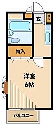 メゾンドボヌール 1Kの間取図画像