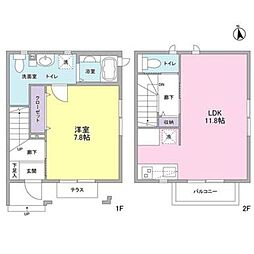 ゼルコバヴィレッジC棟 1LDKの間取図画像