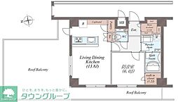 Wレジデンス多摩川 1LDKの間取図画像
