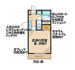 ベルコリーヌ 1Kの間取図画像
