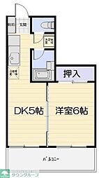 つつじヶ丘ハイツ 1DKの間取図画像