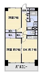 MIハイツアザレア 2DKの間取図画像