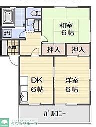 モンレーヴ上野原A 2DKの間取図画像
