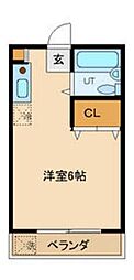 フラットヨシダ ワンルームの間取図画像