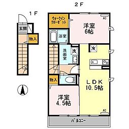ブラン・トリスターC 2LDKの間取図画像