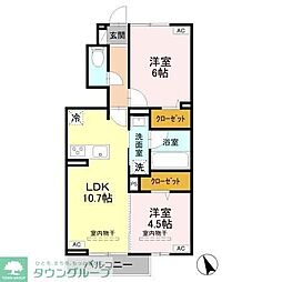 ダイワTKフラット 2LDKの間取図画像