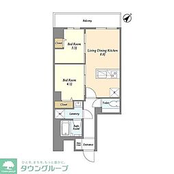 グランカーサ西葛西 1階2LDKの間取り
