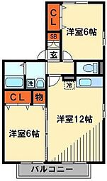 アバンダント妙典 2LDKの間取図画像