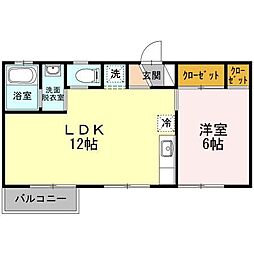 メゾンクレール 1LDKの間取図画像