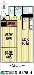 メゾンユリ 2LDKの間取図画像