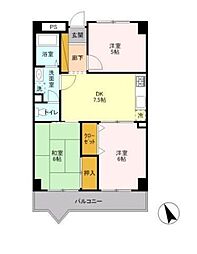 メゾンラフォーレ2 3DKの間取図画像