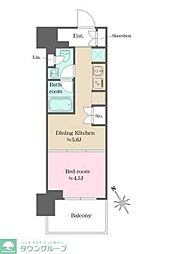 ウエリスアーバン水天宮前 1DKの間取図画像