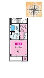 ロータスレジデンス住吉 1Kの間取図画像