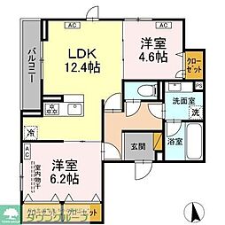 市川市大和田2丁目アパート 2LDKの間取図画像