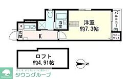 マーレ船堀 1Kの間取図画像