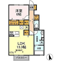 グランメール輝 1SLDKの間取図画像