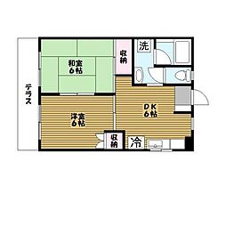 ヴィラ手児奈 2DKの間取図画像