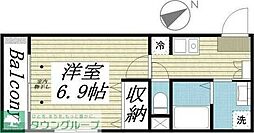 ルッシェロ平井 1Kの間取図画像