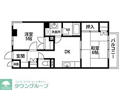 ロワイヤル東井堀12 2DKの間取図画像
