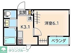Nグランツ押切 1Kの間取図画像