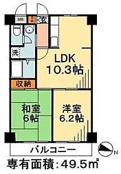 スカイフォーラム小岩 2LDKの間取図画像