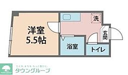 アバンサル 1Kの間取図画像