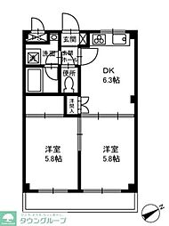 マンションルピナス 2DKの間取図画像