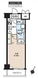 レクシード辰巳スカイガーデンテラス 1Kの間取図画像