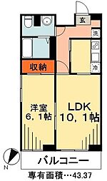 エスエスハイツ市川 1LDKの間取図画像