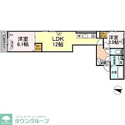 ルリアン北小岩2 2LDKの間取図画像