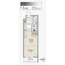 オーキッドレジデンス住吉 1DKの間取図画像