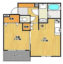 ラ・ポール 1DKの間取図画像