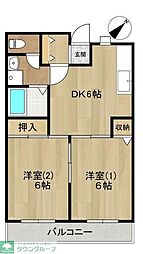 ファミール新井 2DKの間取図画像