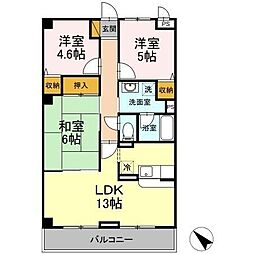 メルベーユ・アズール 3LDKの間取図画像
